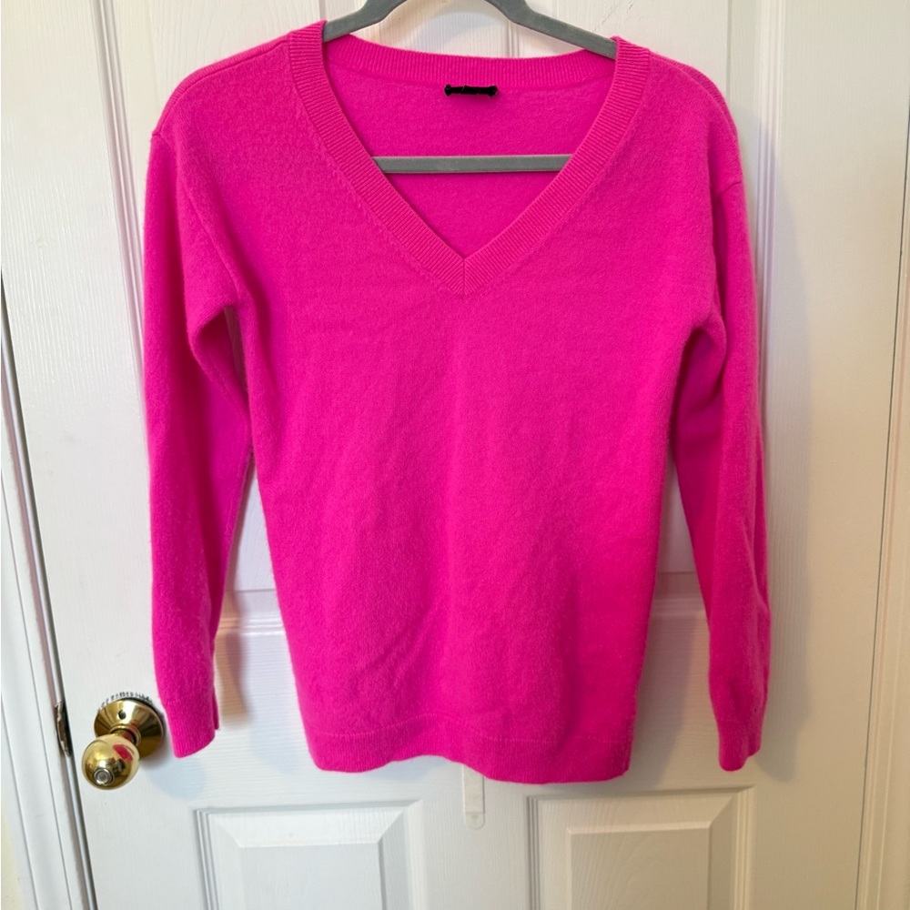 Talbots Vibrant Pink Cashmere V-Neck Sweater - Picture 2 of 4